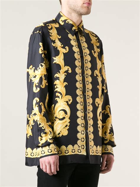 versace black silk men shirt|versace collection men shirt.